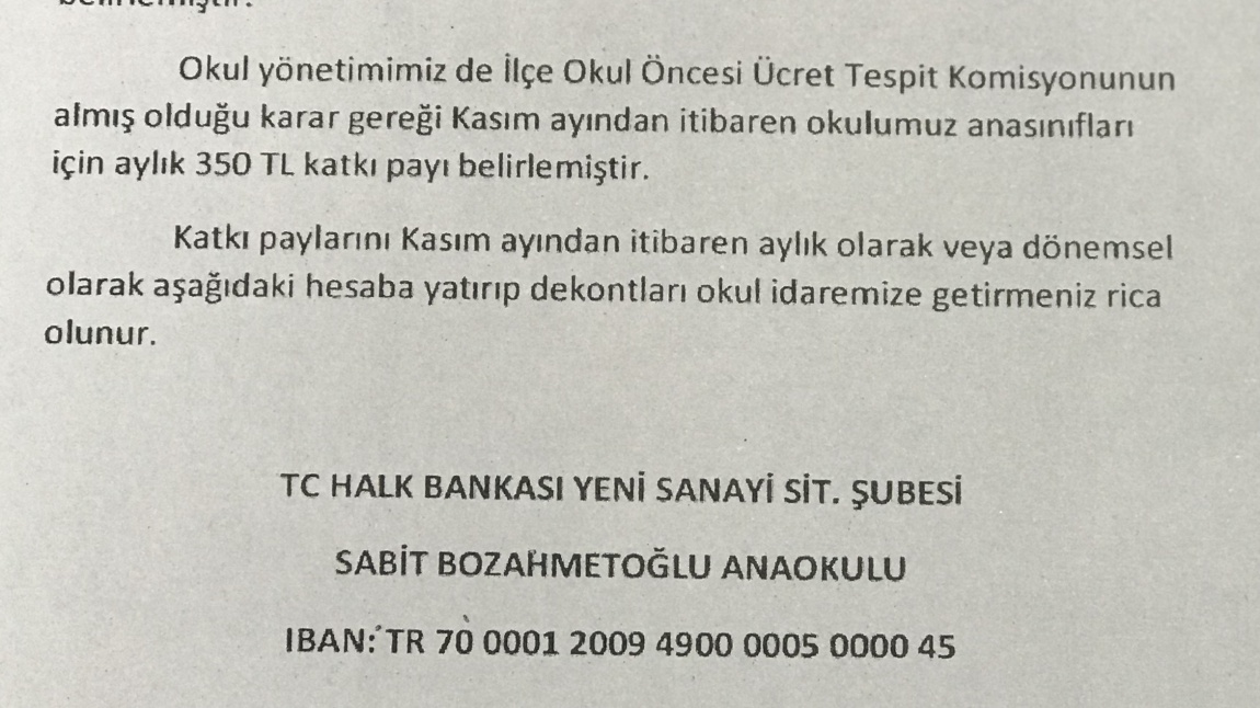 Okulumuz Hesap Numarası:T.C.Halkbank Yeni Sanayi Sit.Şubesi IBAN:TR700001200949000005000045
